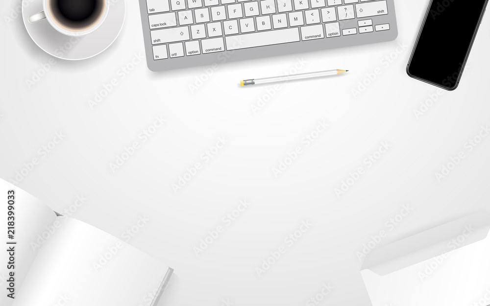 Office workplace with different business accessories. Template for a text Office workplace with different business accessories. Template for a text