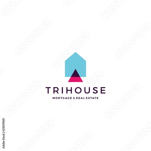 Free Download trihouse triangle house home mortgage real estate logo vector icon - GFXLoad