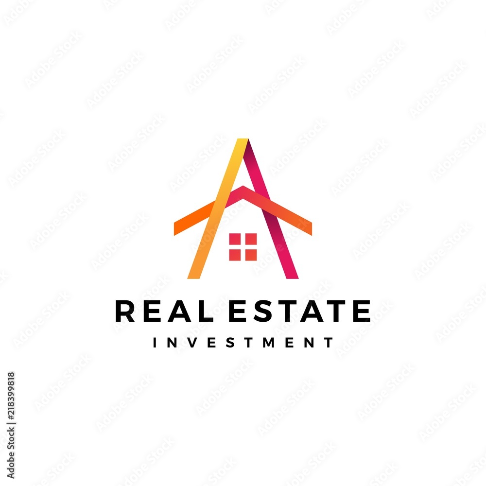 A letter house home mortgage real estate logo vector icon A letter house home mortgage real estate logo vector icon