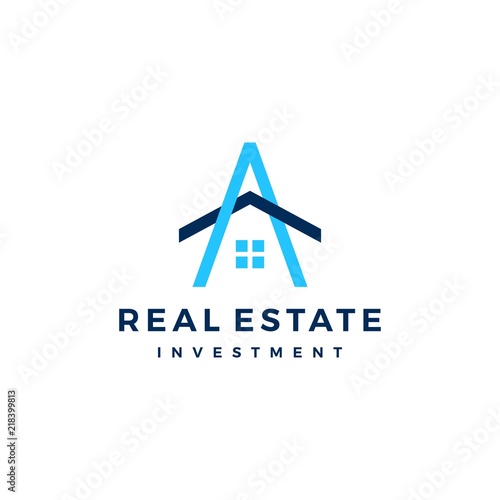 A letter house home mortgage real estate logo vector icon