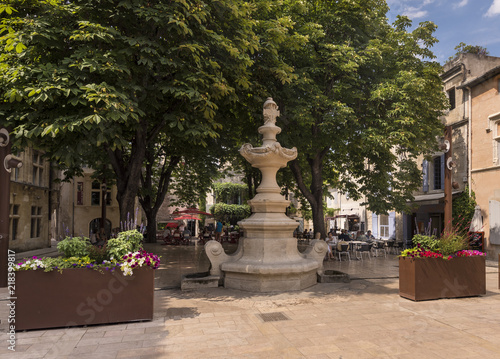 St Rémy, Buches du Rhone, France, 29.06.2018. Place Favier in St Remy de Provence.