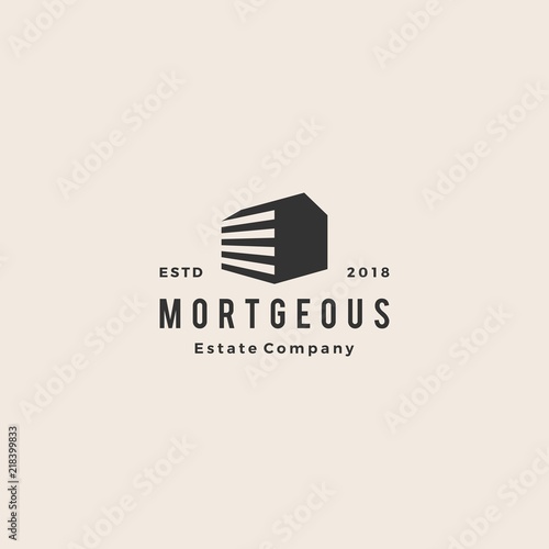 3d perspective house home mortgage architecture hipster vintage logo emblem vector icon