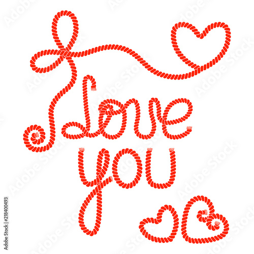 Vector illustration. The inscription I love you and the hearts