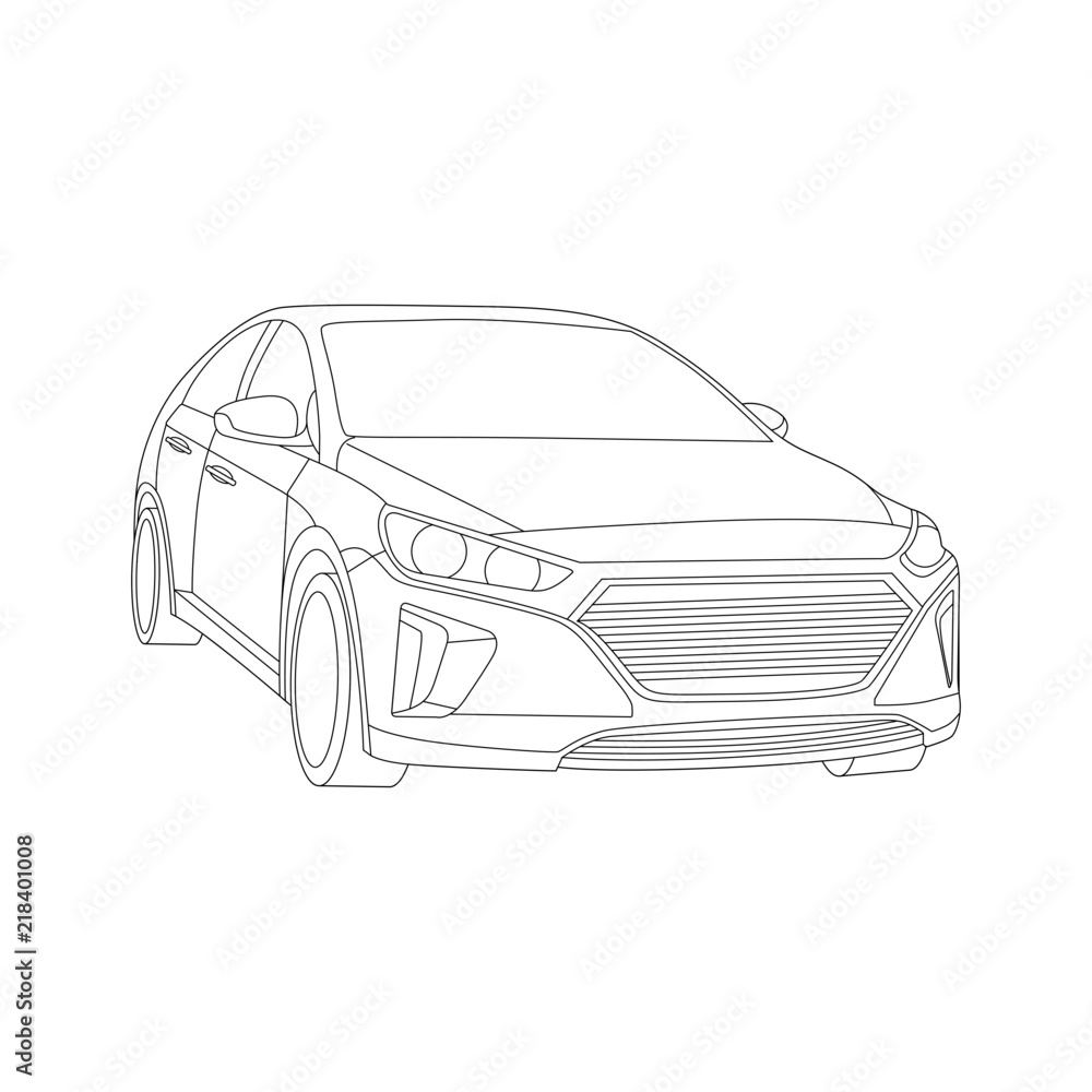 Vector car illustration, Car icon, Line vector transportation