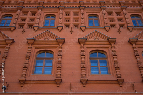 Photography windows in vintage old building close up. russia moscow