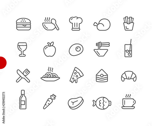 Food Icons - Set 1 of 2 // Red Point Series - Vector line icons for your digital or print projects.