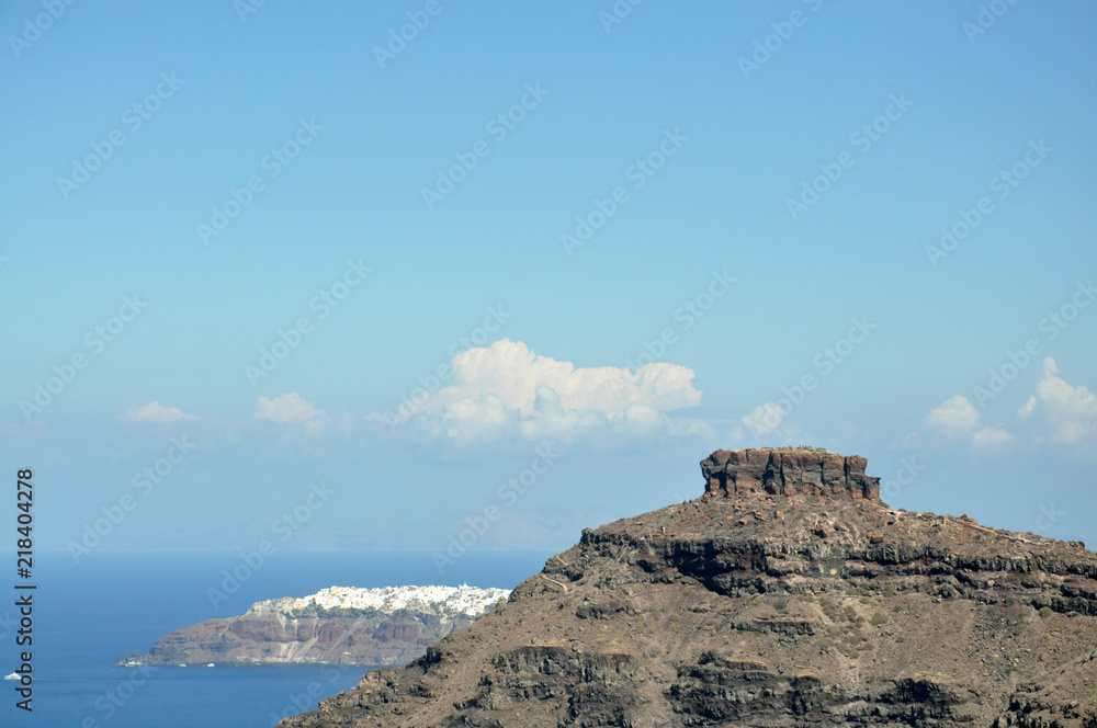 Santorini villas and hills