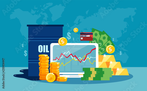 Vector concept of barrel of oil price chart in flat style