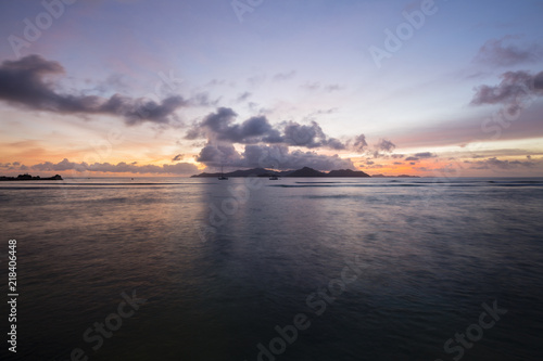 Praslin Sunset from La Digue, Seychelles