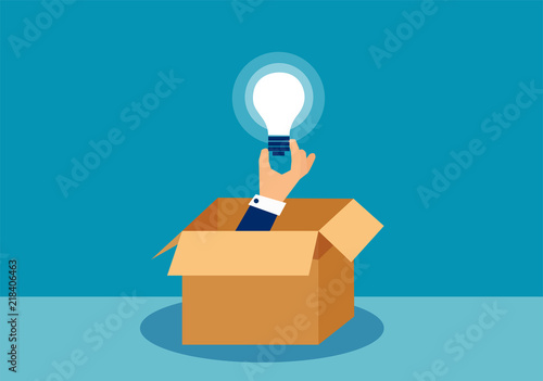 Vector illustration of a hand holding idea light bulb