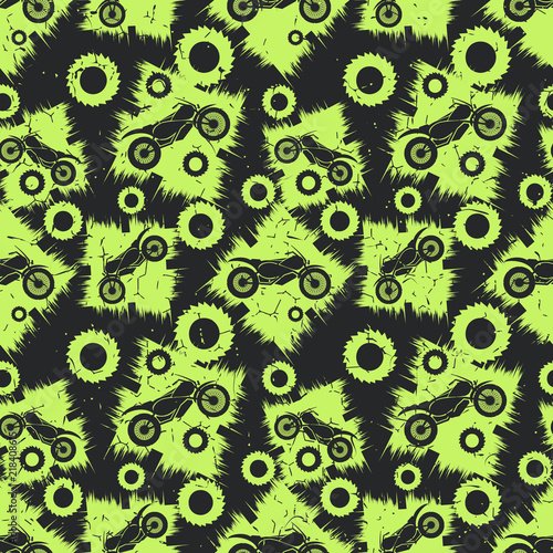 Motorcycles on grunge background. Seamless pattern
