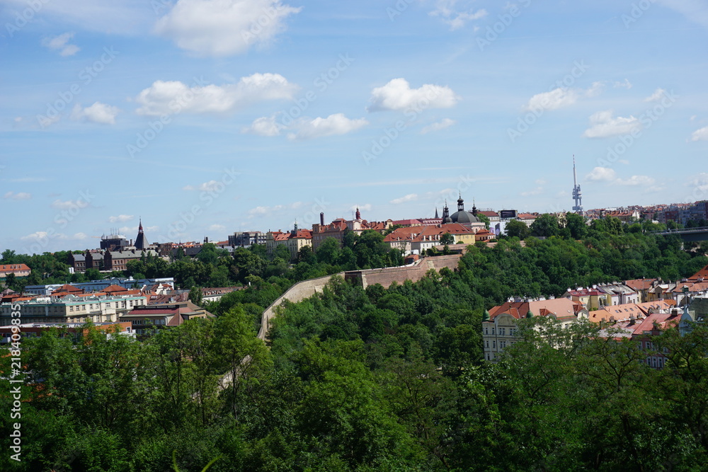 Panorama czeskiej Pragi (Praha) - widok z Zamku Wyszechradzkiego