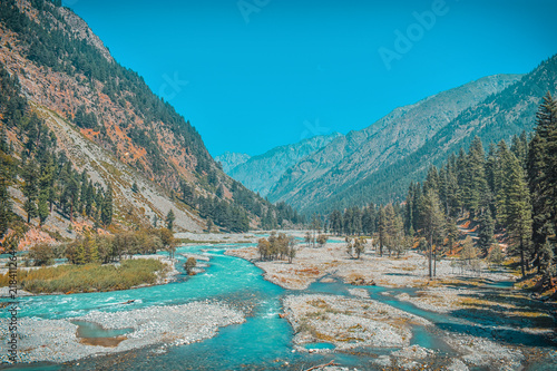 A river on the way to Mahodand, Kalam, Pakistan photo