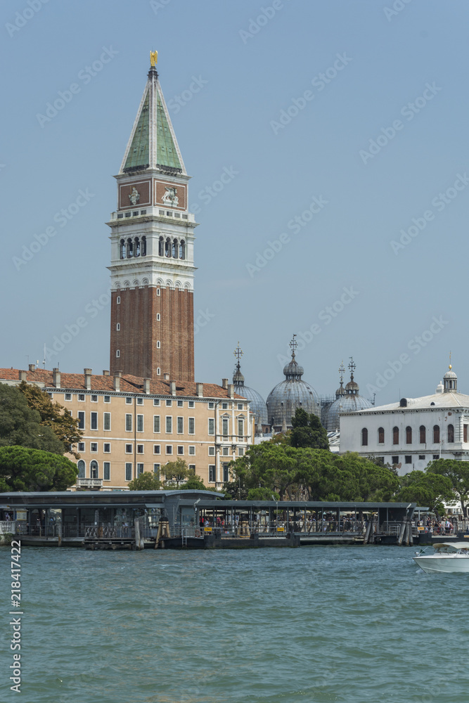 Famous tower in Venice. Famous town of the canals and gondolas.