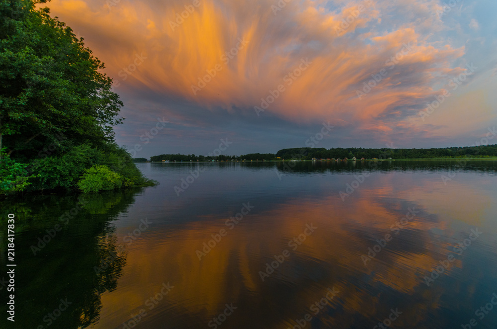 Krakower See, Krakow am See, Mecklenburgische Seenplatte, Abendrot, Wetterstimmung