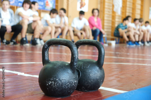 Sports weights on the floor 