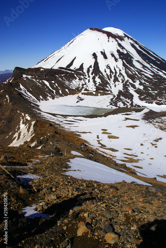 Tongariro snowy volcano, in New Zealand. photo