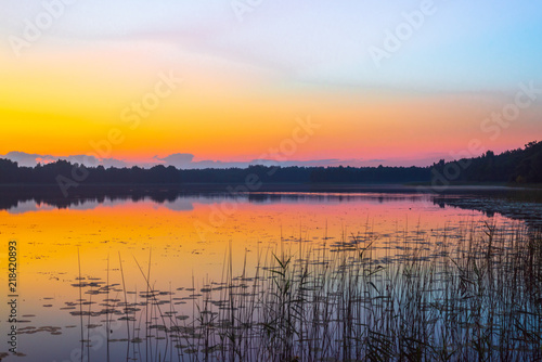 Fototapeta Naklejka Na Ścianę i Meble -  red sunset on Braslav lakes, Braslav, Vitebsk region, Belarus