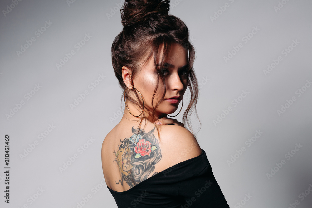 Free Images : tattoo, person, people, girl, woman, cute, face, skin,  beauty, pink, purple, long hair, nose, lip, eye, blond, smile, brown hair,  hand, bed, portrait photography, model, human leg, happy, flesh,