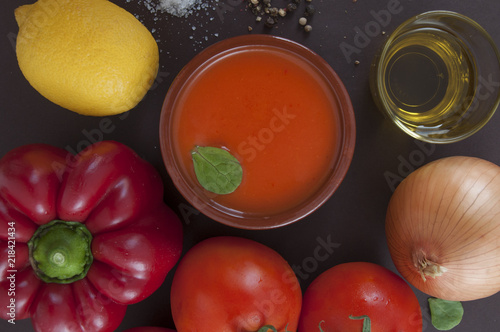 gazpacho and ingredients