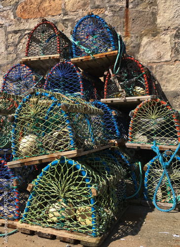 Stacked fishing creels