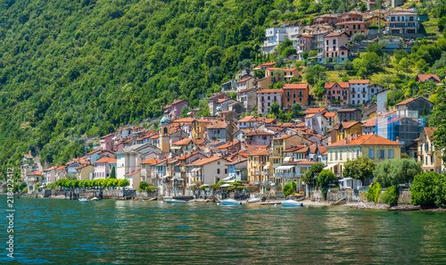 Colonno, colorful village overlooking Lake Como, Lombardy, Italy. © e55evu
