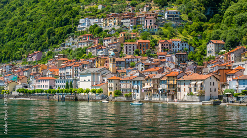 Fototapeta Naklejka Na Ścianę i Meble -  Colonno, colorful village overlooking Lake Como, Lombardy, Italy.