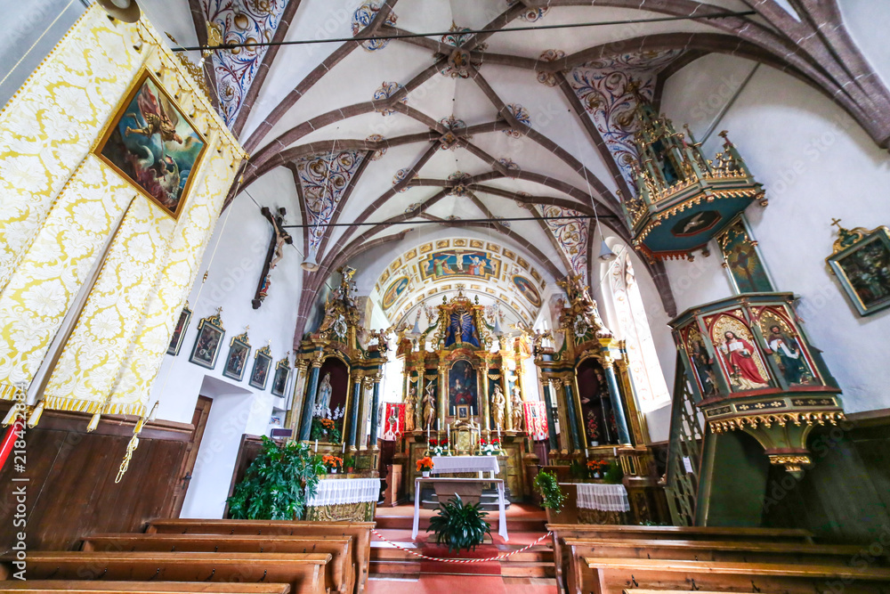 Church of Santa Maddalena in Val di Funes, Dolomites, Italy
