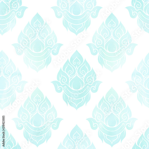 Seamless pattern, background of blue watercolor  decorative elem