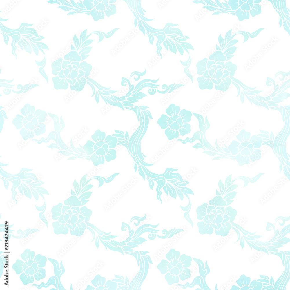 Seamless pattern, background of blue watercolor  decorative elem