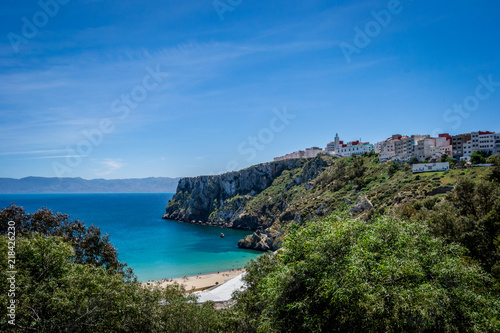 Houcima beach and waves and rocks