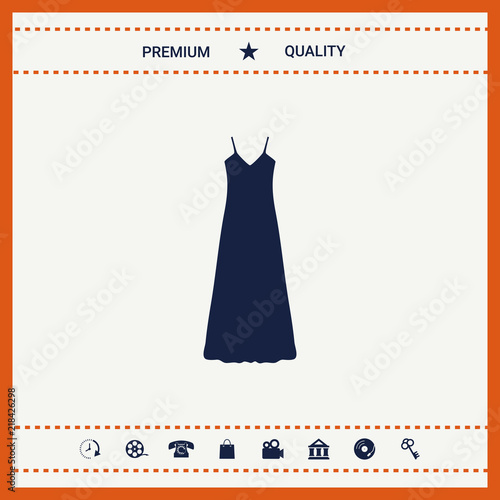 Long Dress, Evening dress, combination or nightie , the silhouette. Menu item in the web design