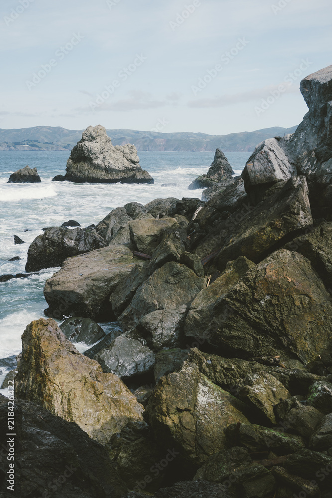 Rocks and the ocean in San Francisco Bay