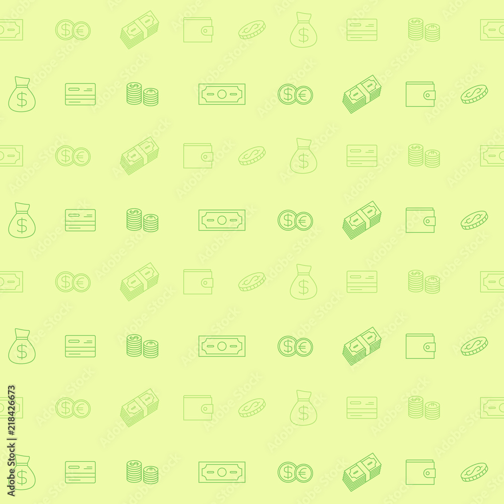 Seamless pattern with line economy icons for your design