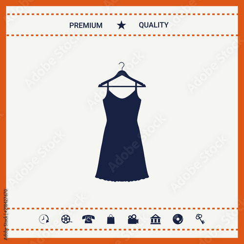 Sundress, Evening dress, combination or nightie on the wardrobe hanger , the silhouette. Menu item in the web design