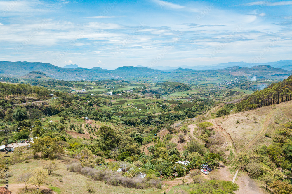 Beautiful volcanic landscape near Tacambaro Magic Town in Michoacan, Mexico 