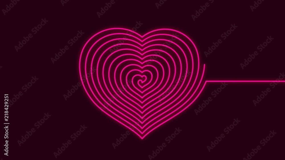 4K animation looping line Heart symbol shape pink color perspective view glowing in the dark background 4K animation looping line Heart symbol shape pink color perspective view glowing in the dark background