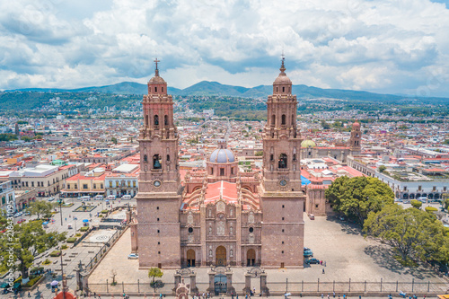 Beautiful view of the Colonial Cathedral of Morelia in Michoacan, Mexico photo