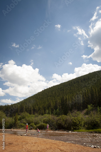 Old Wagon Hitch or Plow, Farming Equipment in Foreground of the Rocky Mountains