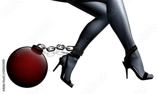 female legs in chains and shackles