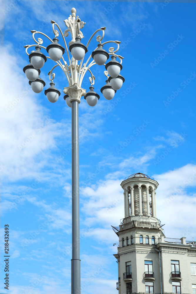 Lampost on Tverkaia street in Moscow