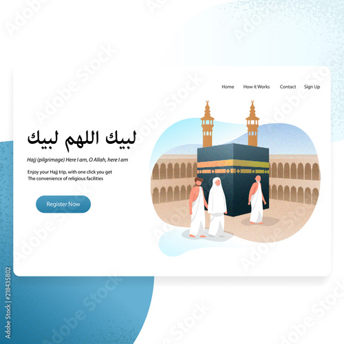 Hajj  Meaning Muslim Pilgrimage to Mecca Landing Page Illustration