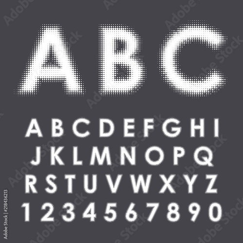 Halftone alphabet and numbers