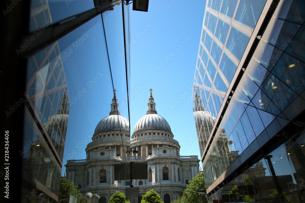St Pauls cathedral with relections St Pauls cathedral with relections