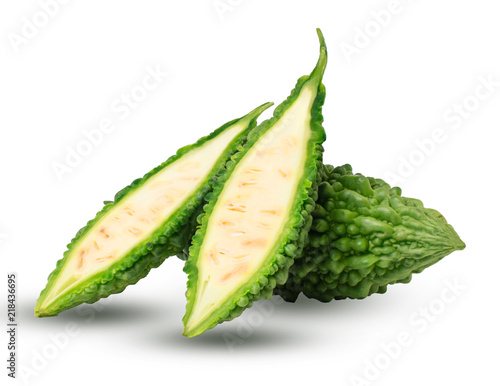 Bitter melon, Bitter gourd on white background. with clipping path