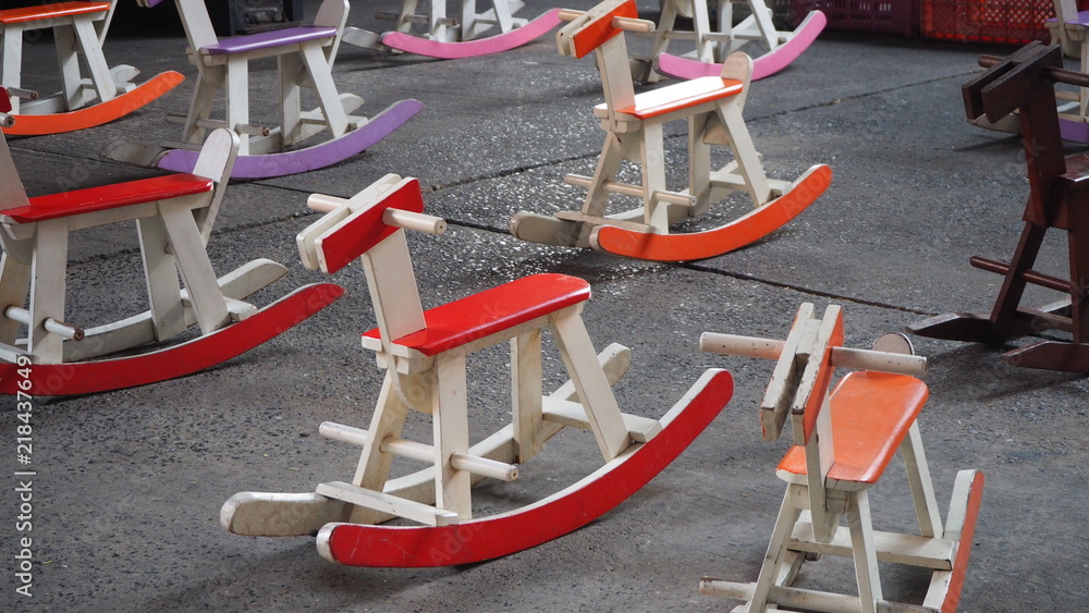 Wooden rocking horse.