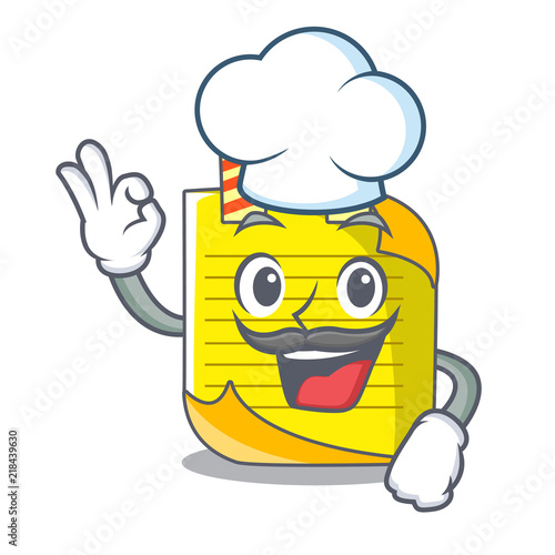 Chef cartoon note paper with conceptual idea