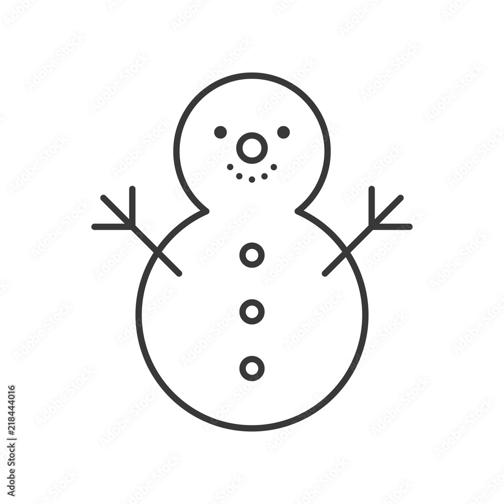 snowman outline icon, winter and Christmas theme