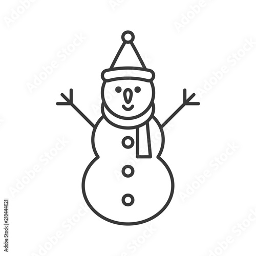 snowman and Santa hat outline icon, winter and Christmas theme
