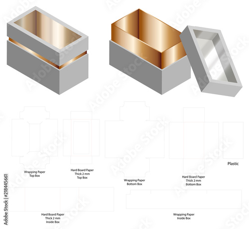 hard board paper rigid box 3d mockup with dieline